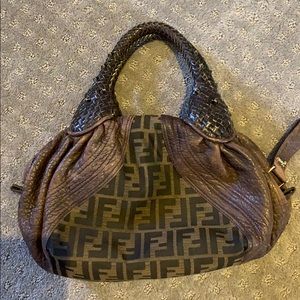 Fendi monogram canvas satchel bag